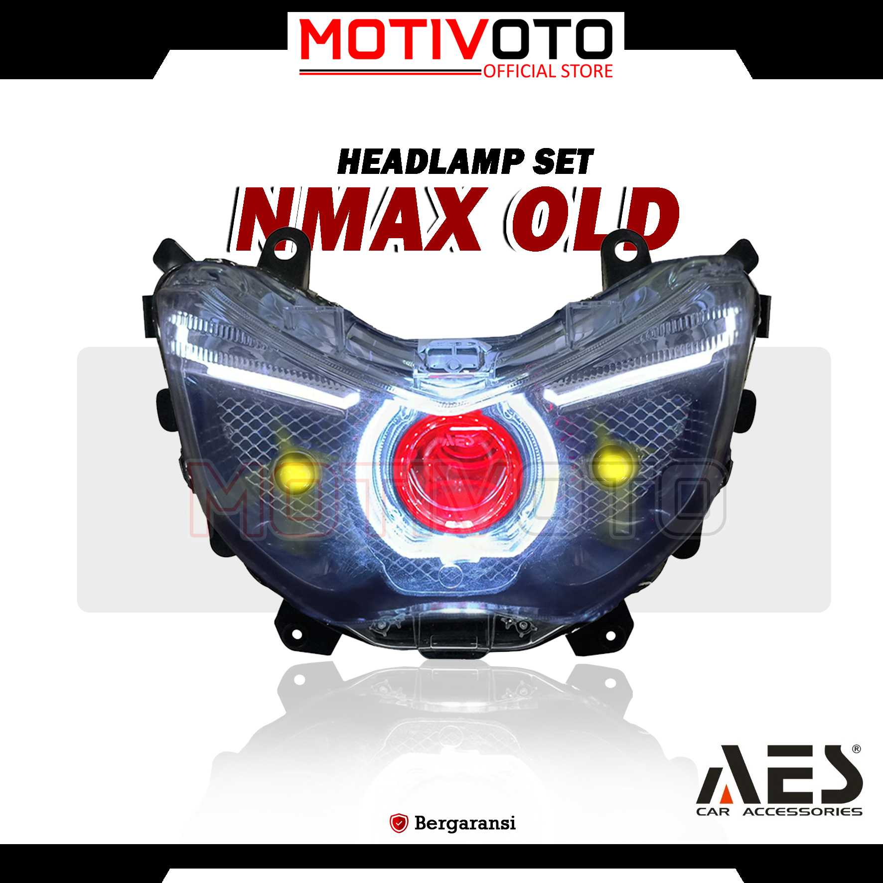 Headlamp Projie BiLED AES Nmax Old + D2 Laser Lampu Depan Bi-LED AES Turbo SE Experience 2.5inch 60Watt Yamaha Nmax Old 2DP 2014-2019 with Exhaust Fan RGB