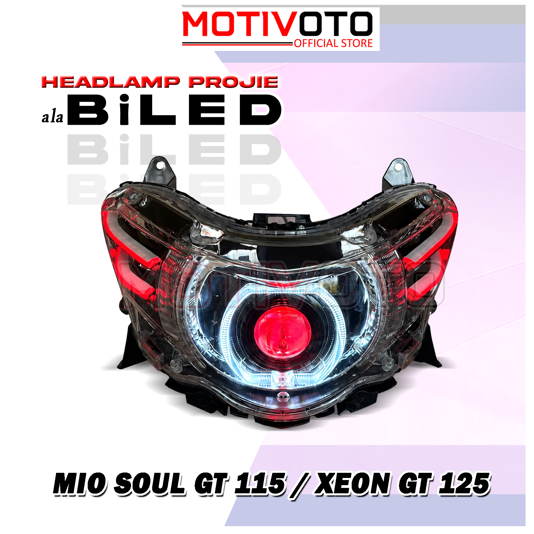 Projie Ala Biled Bi-LED AES Mio Soul GT 115 / Xeon GT 125 Reflektor Lampu Depan Mio Soul GT Komplit Mika PNP Mio Soul GT 115 / Xeon GT 125