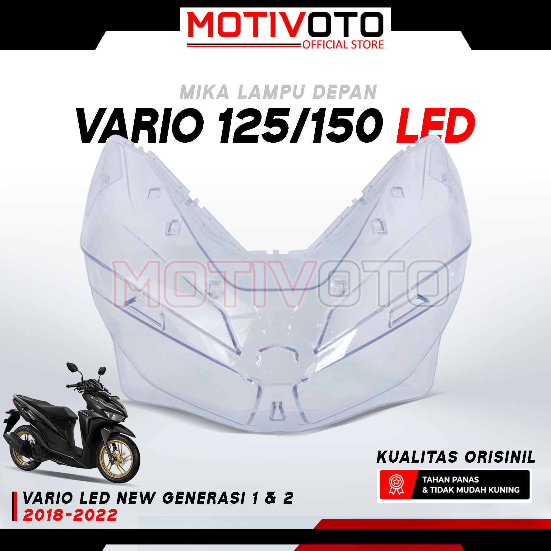 Mika Lampu Depan Reflektor Batok Lampu Honda Vario125/150 LED New Kualitas Orisinil Mika Kaca Lampu Vario LED New 2018 - 2022 K60R K59J Anti Pecah & Menguning