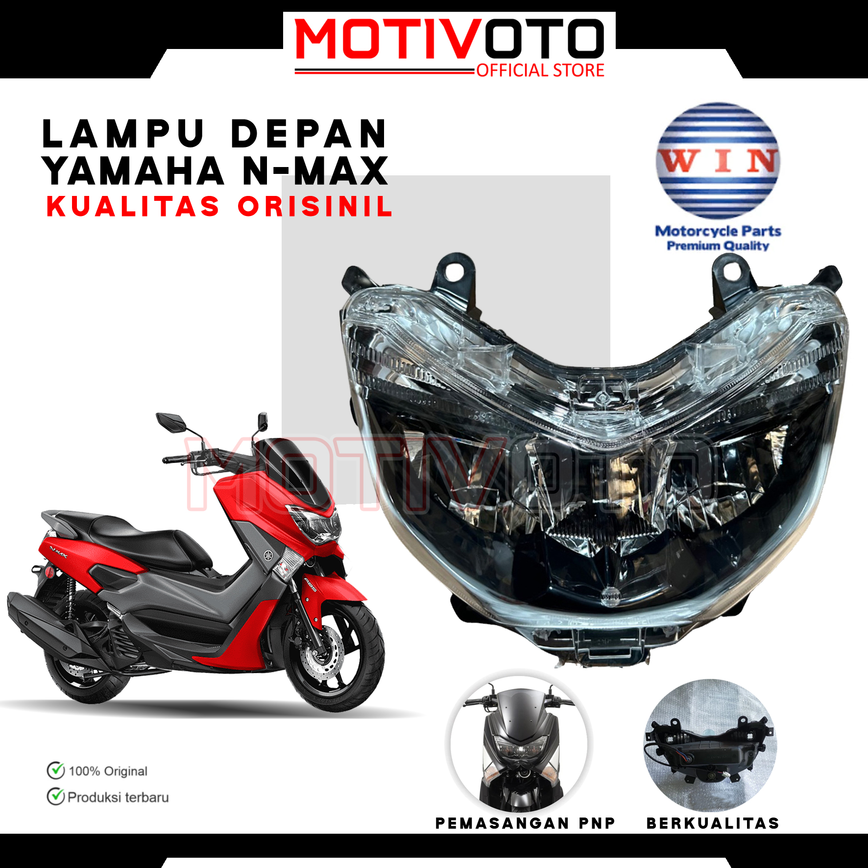 Reflektor Lampu Depan Set LED & Mika Lampu Yamaha Nmax Old 2DP 2014-2019 Kualitas Original Plug N Play Presisi