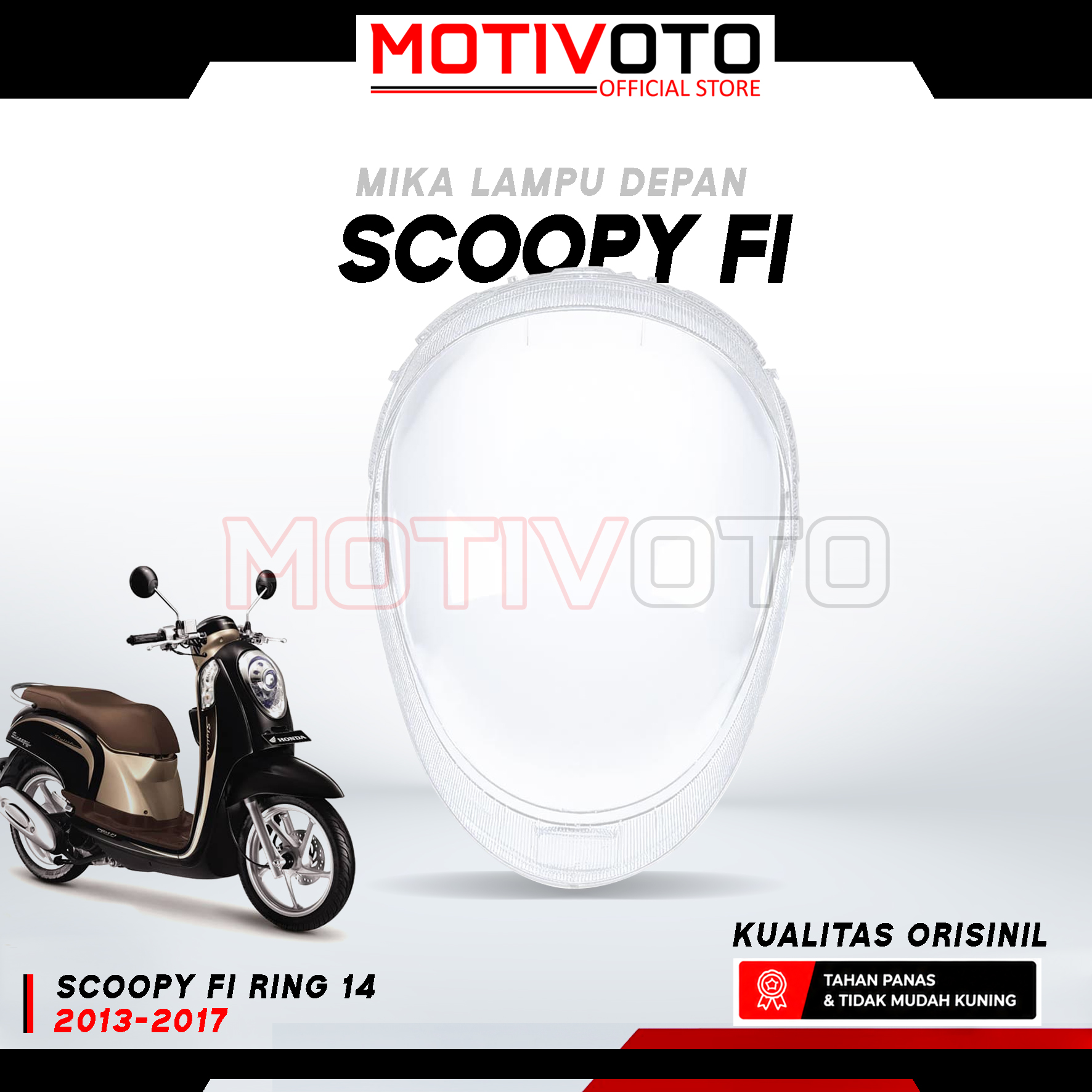 Mika Lampu Depan Reflektor Batok Lampu Scoopy Fi Kualitas Orisinil Mika Kaca Lampu Honda Scoopy Fi 2013-2017 Anti Pecah & Menguning